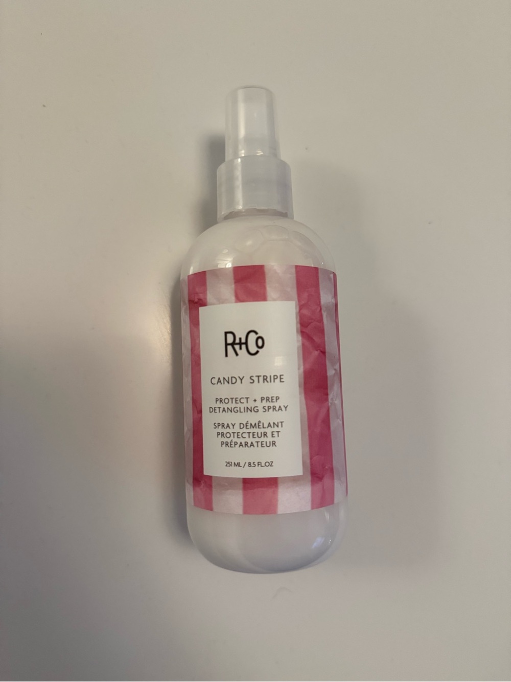 R+Co Candy Stripe Protect + Prep Detangling Spray
